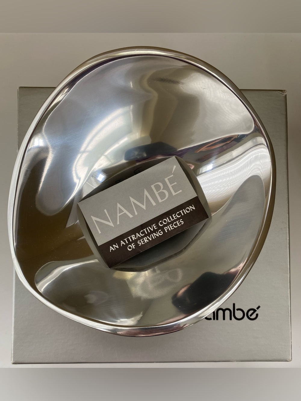 Nambe 567 Polished Metal Serving Bowl - Mid-Century Modern Design.